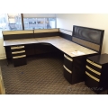 Boulevard Black and Beige Double Pedestal L Suite Desk